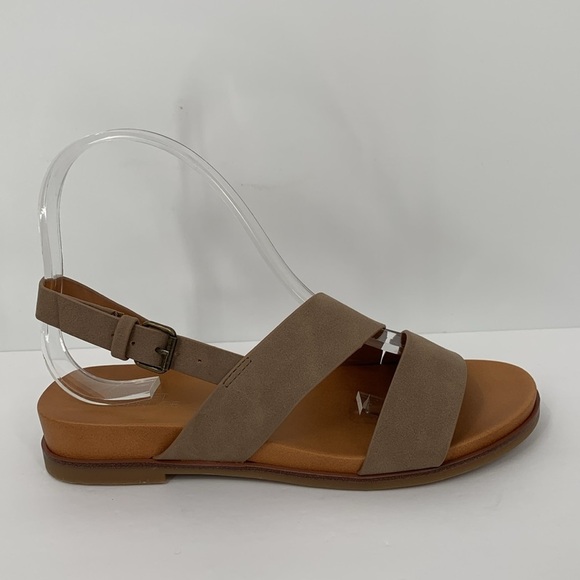 Market & Spruce Carlla Asymmetric sandal taupe tan shoe strappy flat brown new 8 - Picture 1 of 6